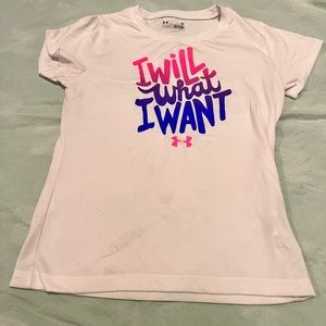 Under Armour shirt has a small stain on front on the bottom.